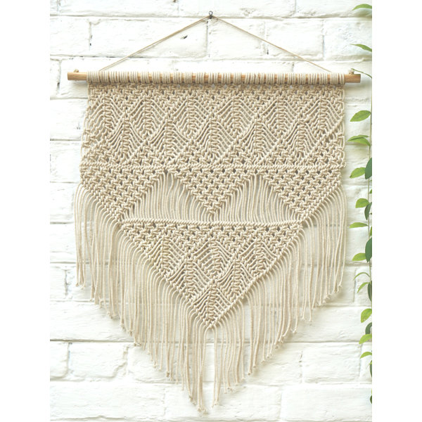 Dakota Fields Cotton Dakota Fields Rustic Macrame Wall Hanging with Rod